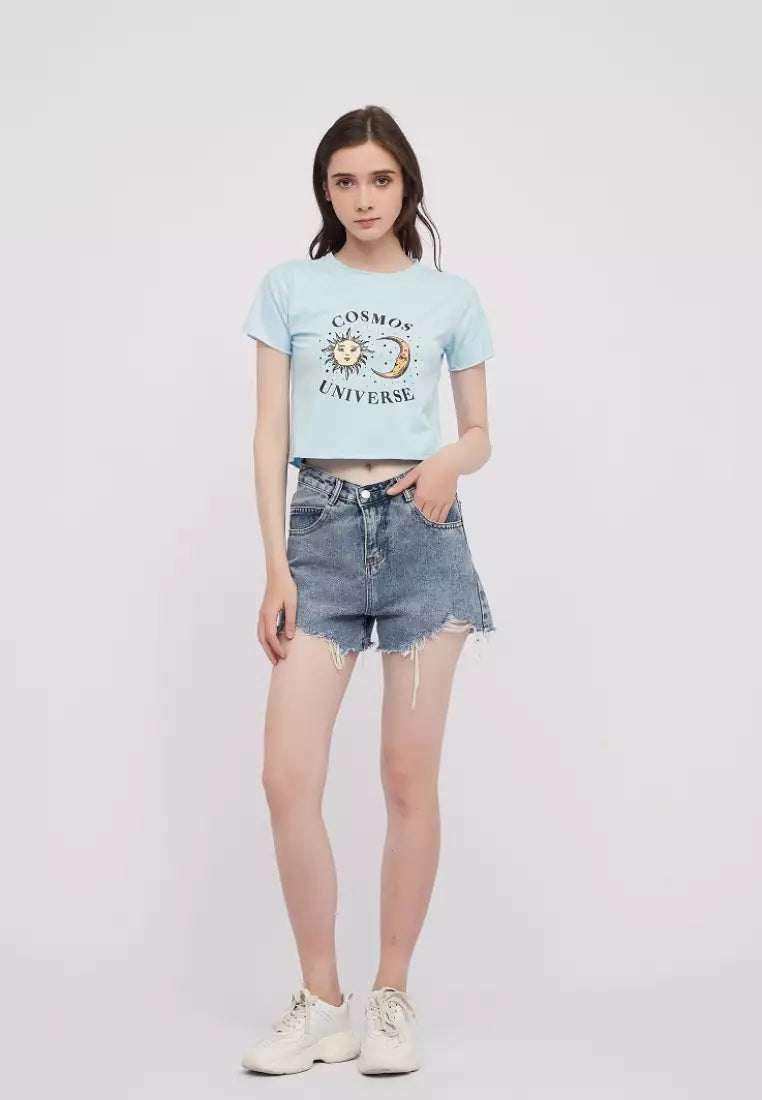 OOTD Floral Chiffon Off shoulder Long Sleeves Crop Top Blouse