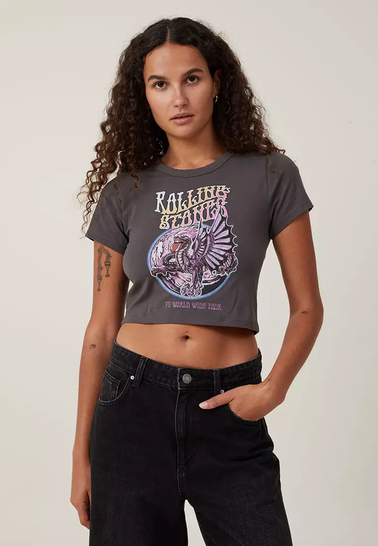 Cotton On Crop Fit Rolling Stones Tee