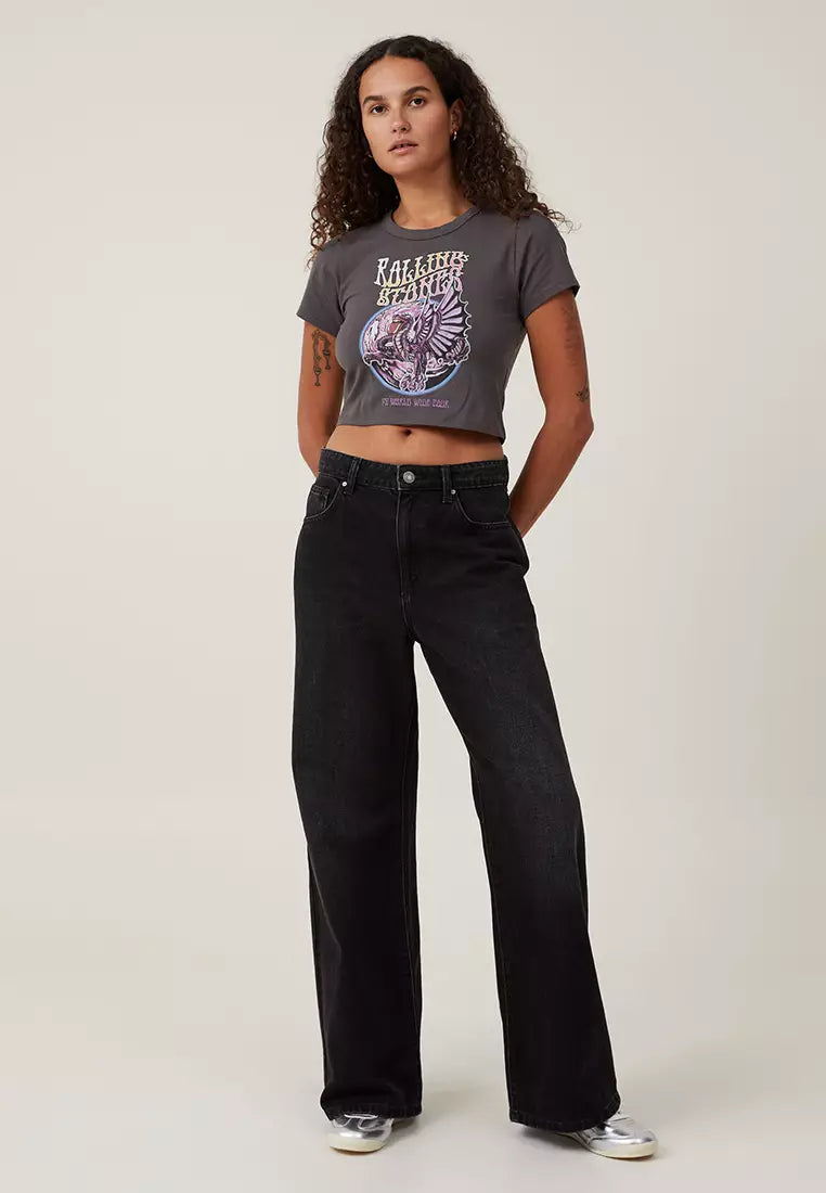 Cotton On Crop Fit Rolling Stones Tee