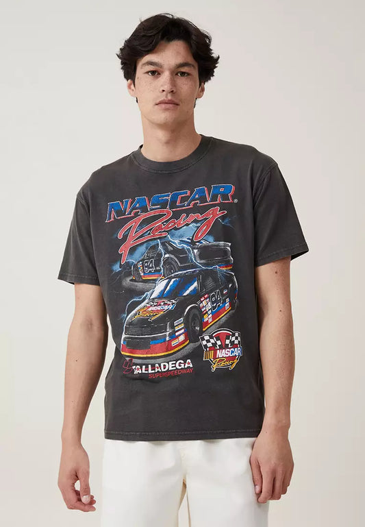 Cotton On Nascar Loose Fit T-Shirt Washed Black/Talladega Double