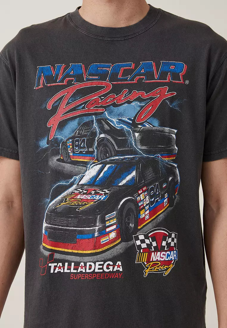 Cotton On Nascar Loose Fit T-Shirt Washed Black/Talladega Double