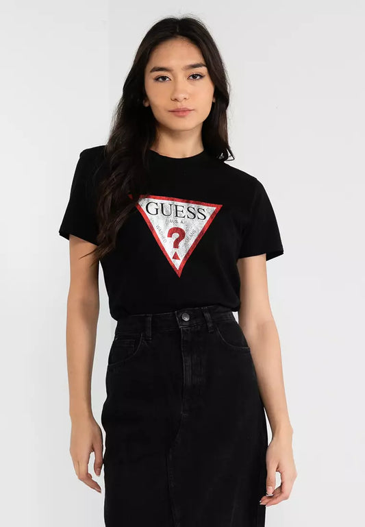 Guess Classic Fit Logo Tee Jet Black