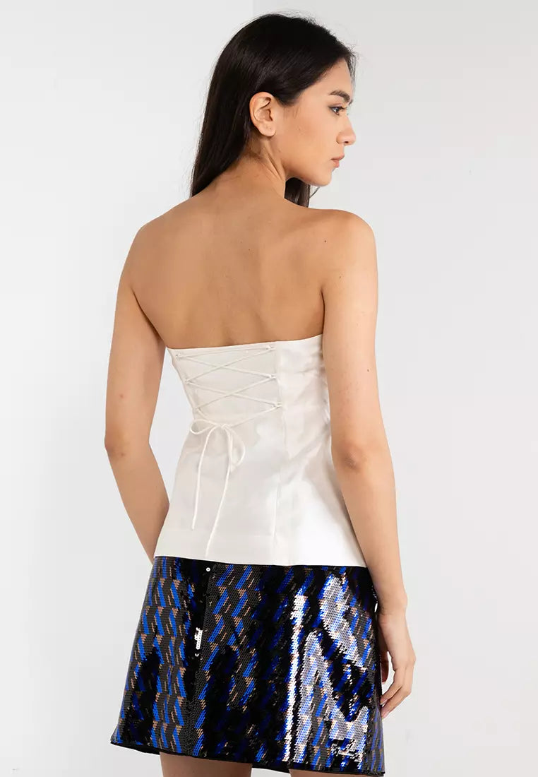 & Other Stories Fitted Mulberry Silk Tube Top White