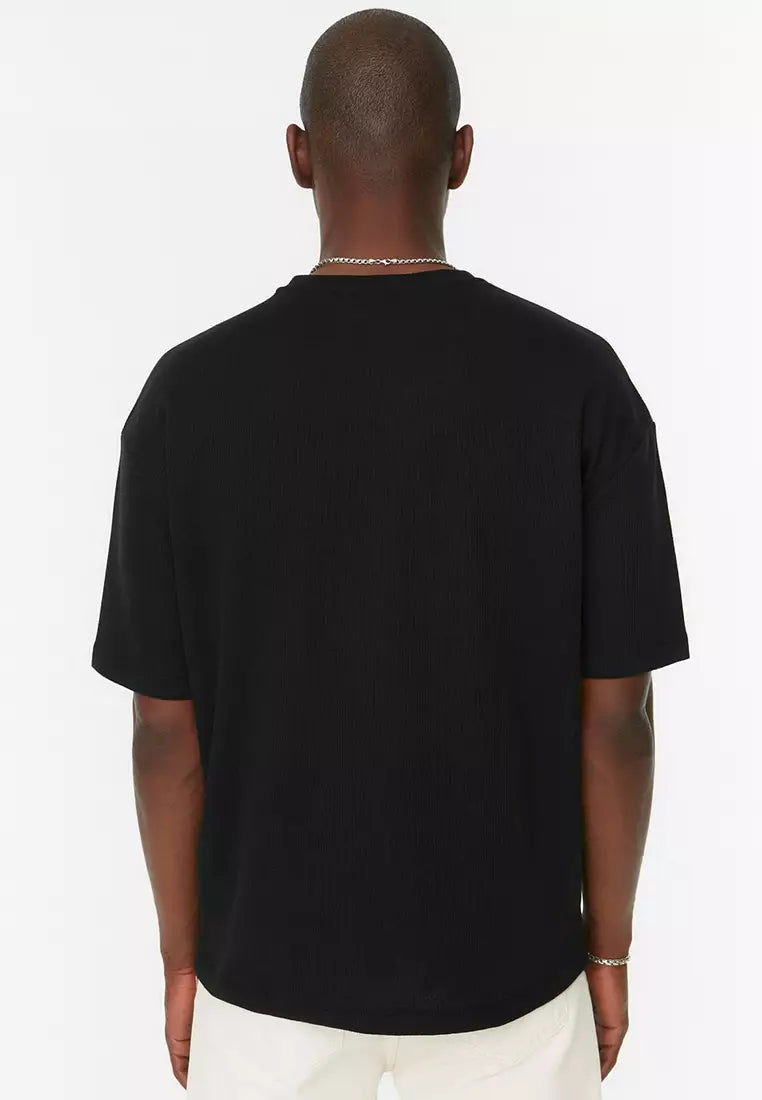 Trendyol Relaxed Textured T-Shirt Black