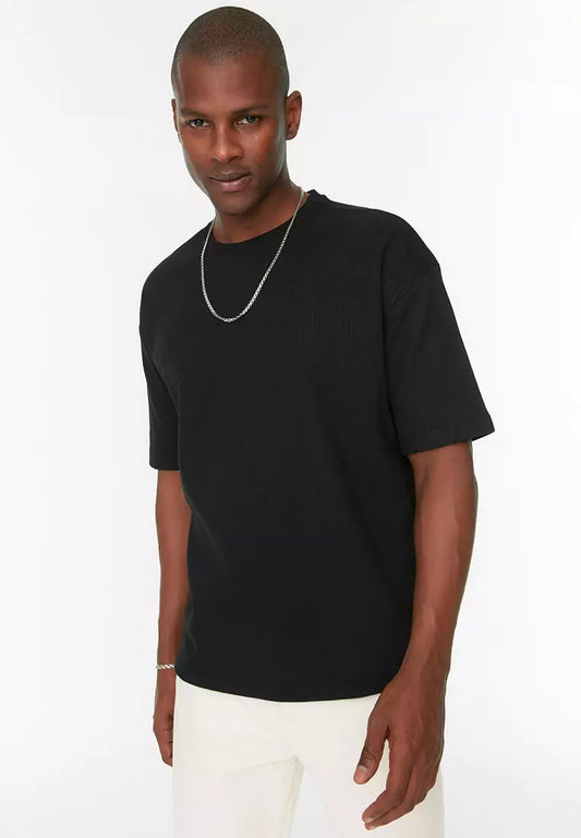 Trendyol Relaxed Textured T-Shirt Black