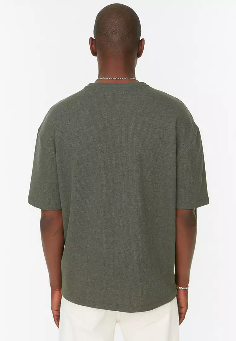 Trendyol Relaxed Textured T-Shirt Khaki